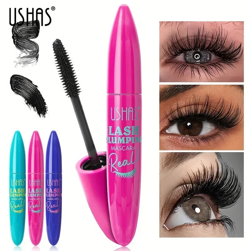 USHAS 4D Mascara Impermeabile Ultra Lunga Durata Fibra Liquida Estensione Ciglia Pennello A Spirale Da 360 Gradi Trucco Volume Ciglia