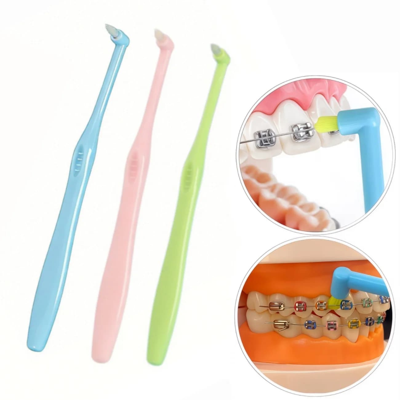 Spazzolino ortodontico 1/3 pezzi con testina singola a punta piccola per la pulizia tra i denti nella fessura del dentizione della saggia.
