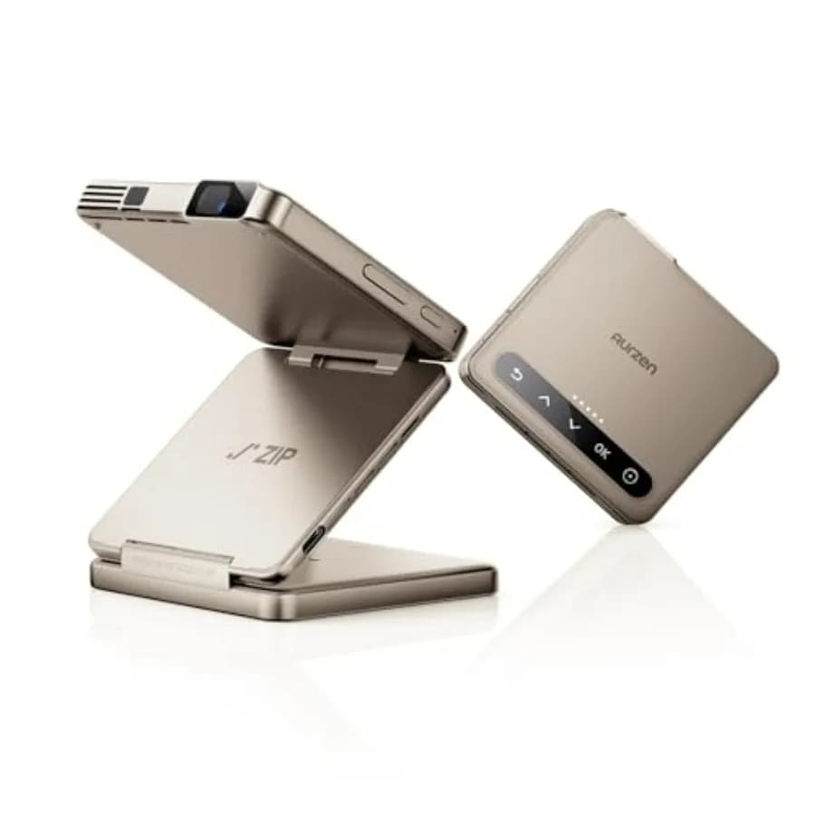 Mini Proiettore Portatile per Arte su Cartoncino, DLP Tri-Fold Gold ZIP Tascabile, Zero-Lag, Messa a Fuoco Rapida, Mirroring Schermo con Un Clic, Schermo Intero
