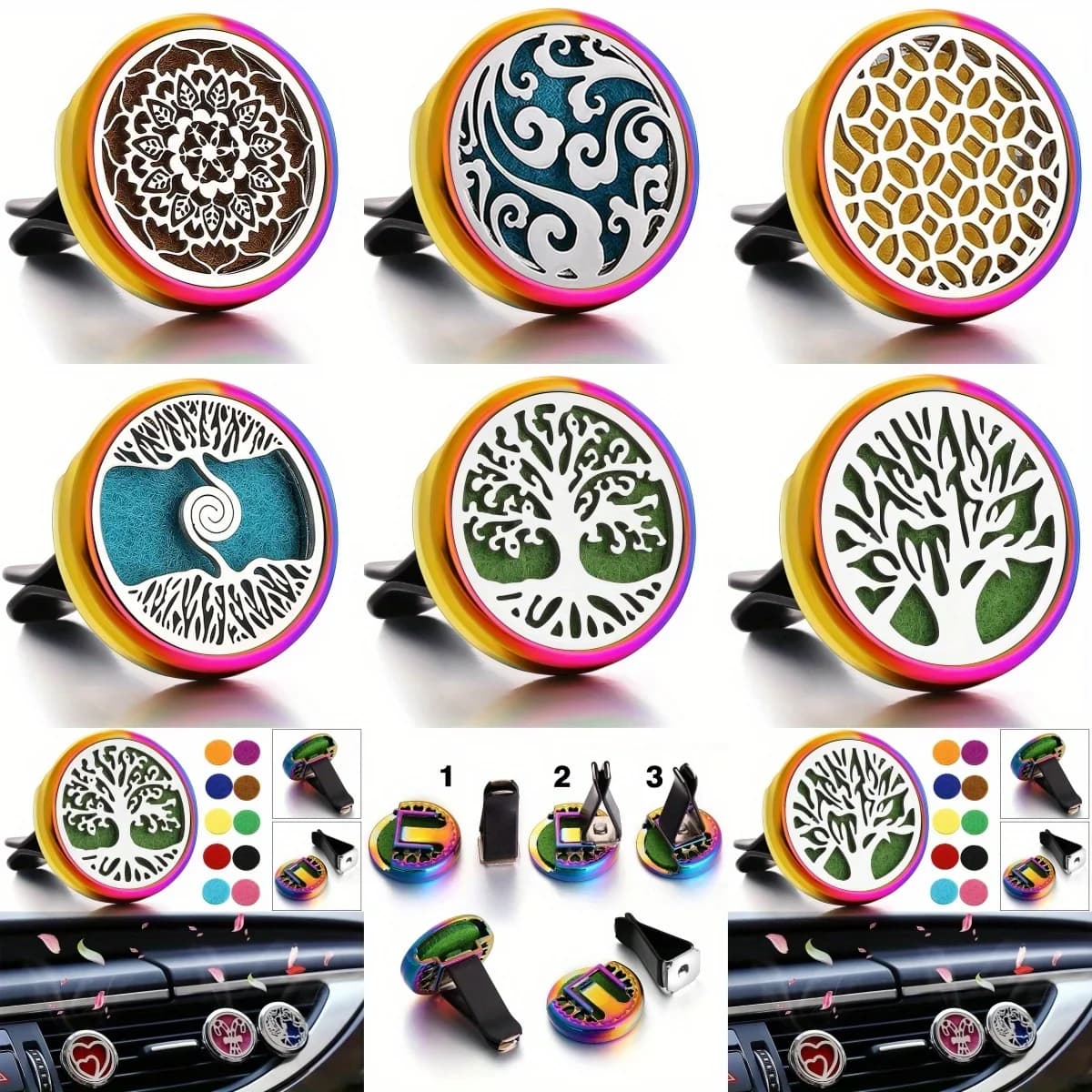 Car Rechargeable Perfume Diffuser with Clip, Interior Car Accessories, Aromatherapy Diffuser for Car