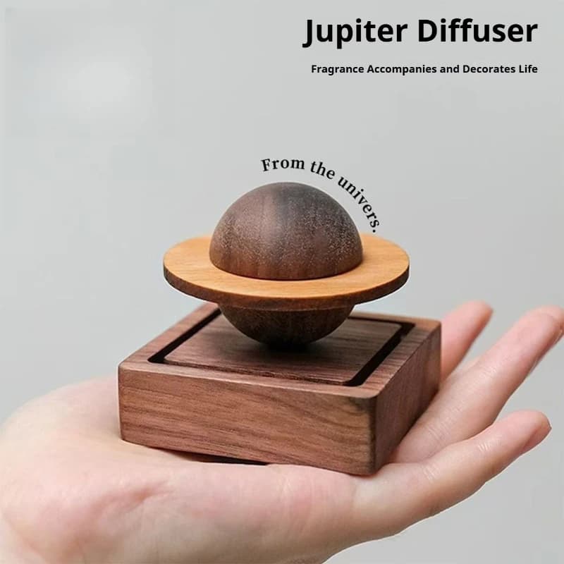 Diffusore di Fragranze Creativo a Forma di Piccolo Pianeta in Noce Nero, Decorazione per Interni e Auto, Diffusore di Oli Essenziali in Legno Fatto a Mano