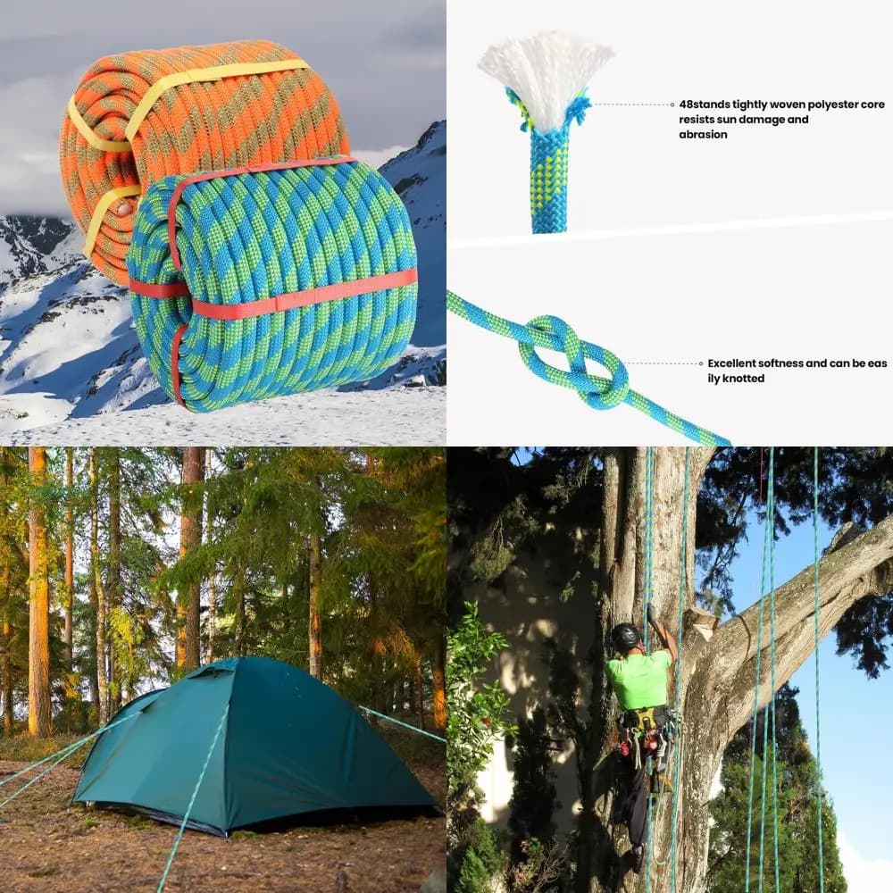 Corda Statica in Poliestere da Mezzo Pollice 150t a 48 Fili per Arrampicata Arboristica, Resistenza al Rottura 9000 libbre, Certificata per Applicazioni Outdoor e Marine