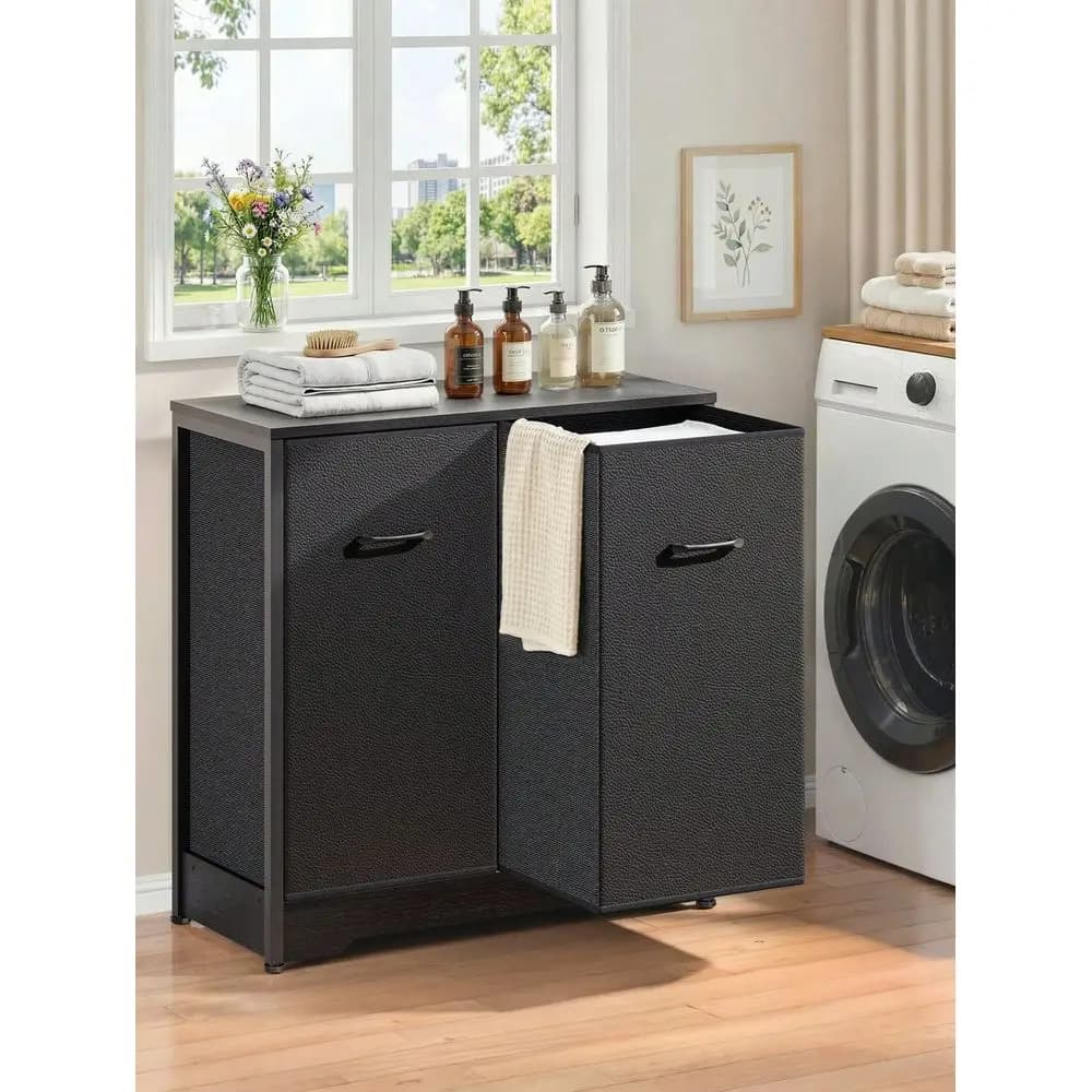 Mobiletto per la Raccolta dei Biancheri con Sacchi Rimovibili, Cesto Portabiancheria, Cesto Portabiancheria da 140L (2x70L) con Telaio Robusto e Sacchi Anti-Deformazione per una Raccolta Organizzata