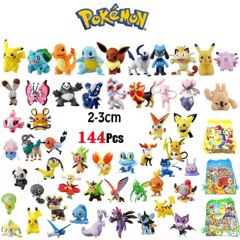 144 pz Pokemon Pikachu Action Figure Giocattoli Mini Figure Modello Giocattolo Pikachu Anime Bambini Bambola Compleanno Regali Di Natale