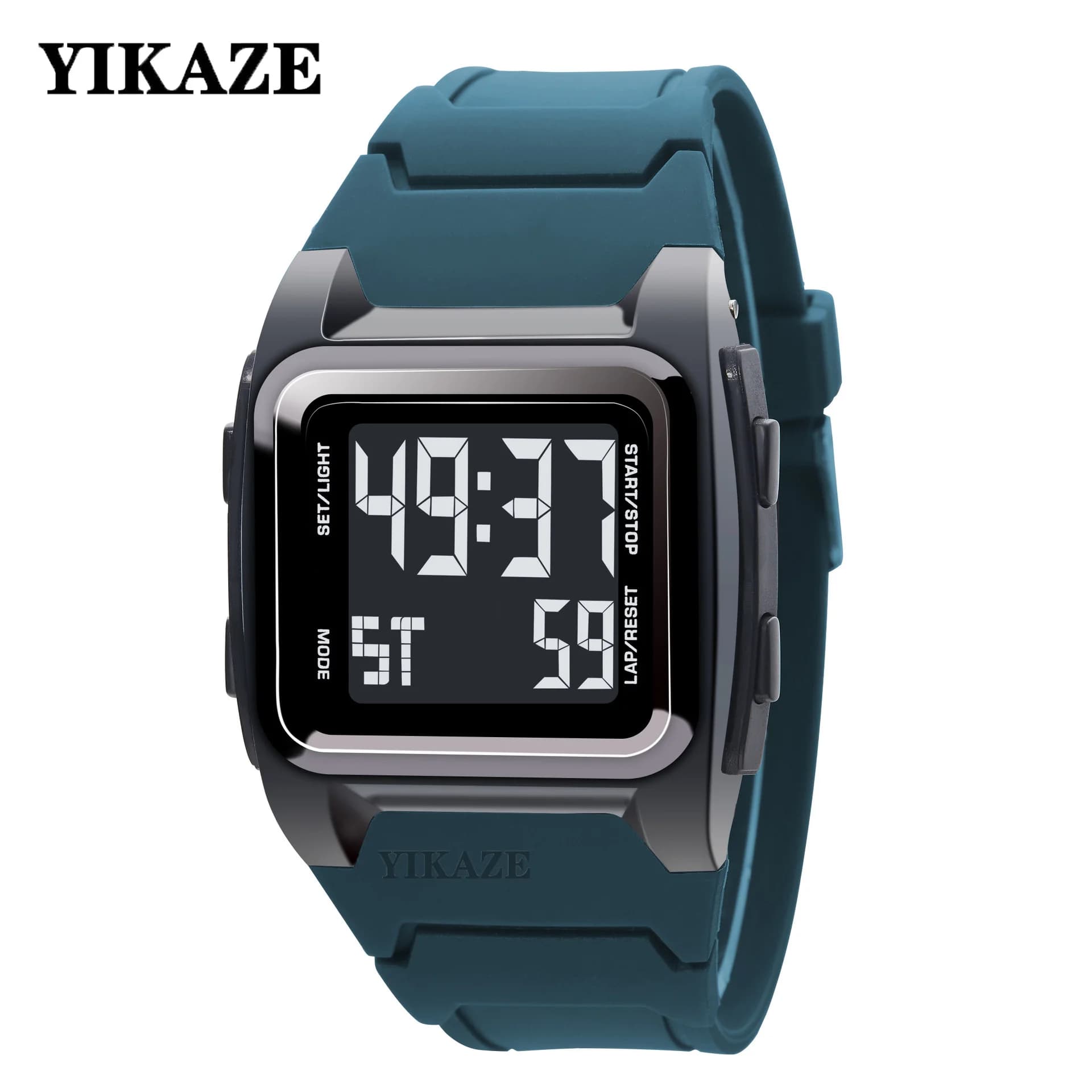 YIKAZE Orologio digitale da uomo 50M Orologio sportivo da uomo impermeabile Retro Sveglia militare multifunzione Orologio da polso a LED per regali uomo