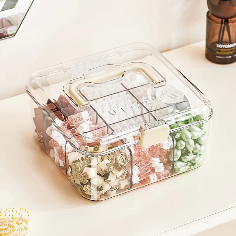 Uforu Clear Jewelry Organizer Box – Large Capacity Dustproof & Moisture-Proof Case with Handle & Dividers