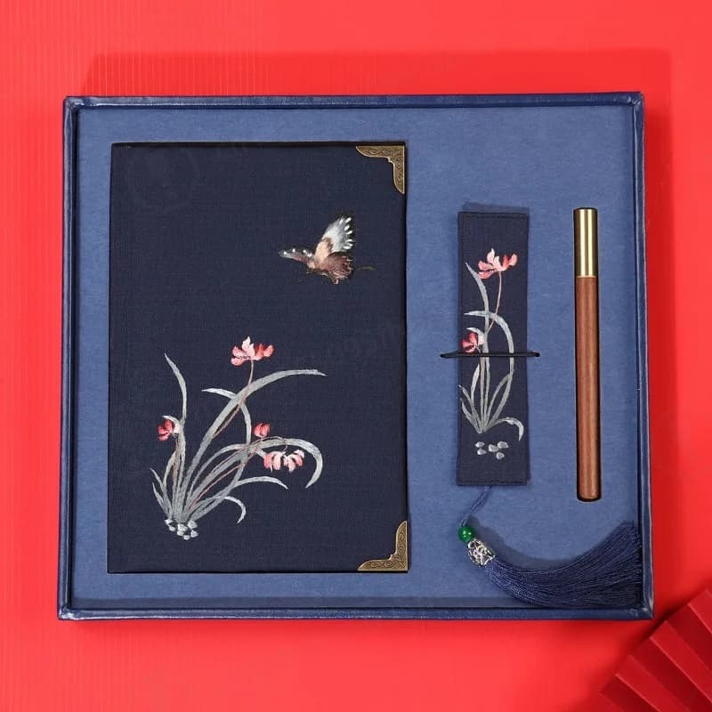 Vintage Chinese Style Embroidery Notebook Cloth Cover Classical Journal Planner Gift For Teacher Daily Writing