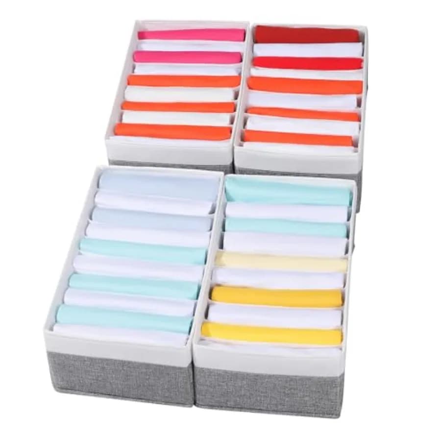 Set di 4 Organizzatori per Cassetti per T-shirt, Scatola Portaoggetti con 10 Scomparti, Organizzatore per Vestiti Piegati