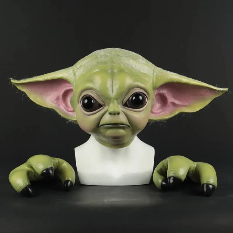 Cosplay Baby Mask Guanti Maschere in lattice di Halloween Fancy Dress Yoda Casco Copricapo Adulto Full Head4;v'5,f;6.j;8'