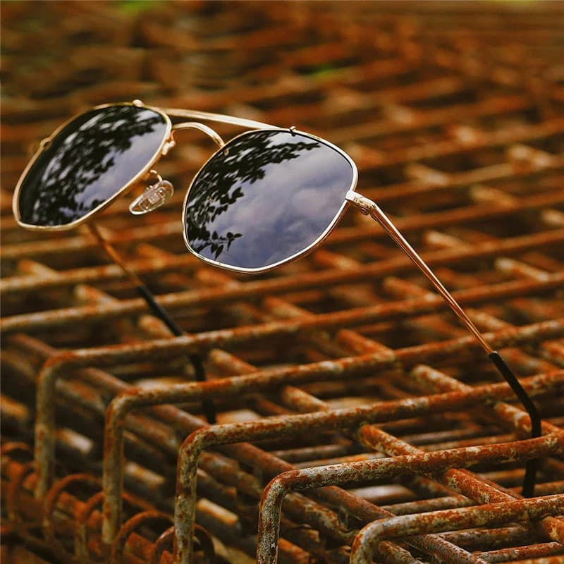 Outdoor Fashionable Polygonal Concave Metal Polarized Active Polarized Sunglasses Lovers