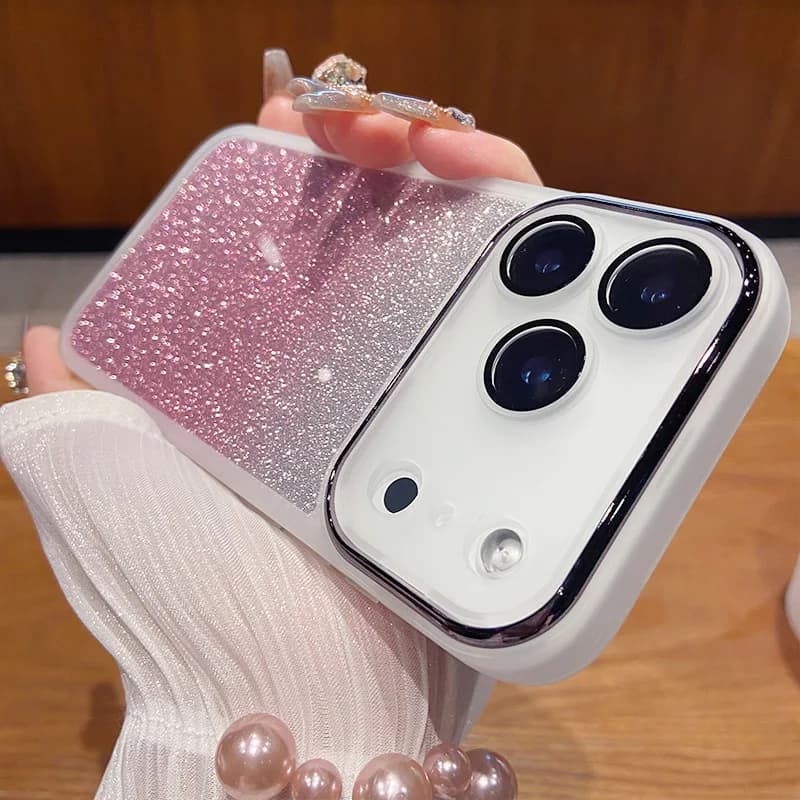 Custodia di colore sfumato glitter moda per IPhone 17 Pro Max Air 16 15 14 13 12 Pellicola morbida per lenti in silicone Custodia antiurto completa