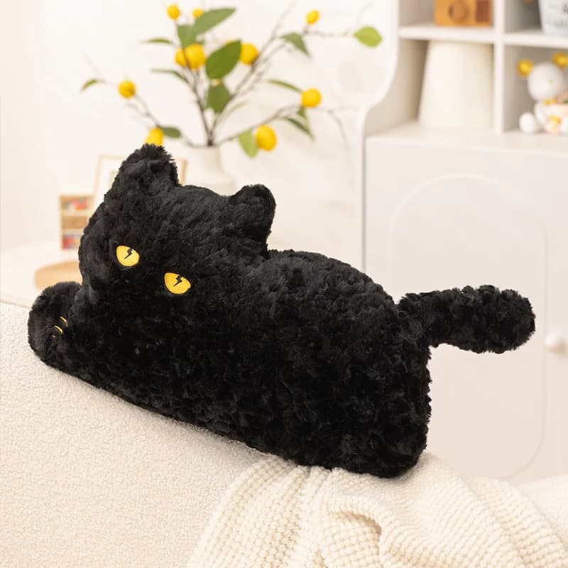 Peluche di Animali Carini: Gatto Nero, Husky - Cuscino per Divano, Cuscino Lombare per Camera da Letto, Regali per Dormire, Bambole Compagni di Viaggio