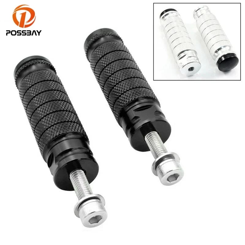 Motorcycle Foot Pegs Footrest Foot Peg Pedal Black CNC Aluminum for Yamaha Harley Honda M8 Thread Rear Set Moto Accessories