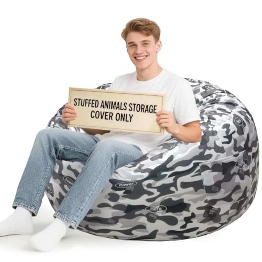 Copertura per Sacco a Pelo Portaoggetti a Forma di Animali Camouflage per Adulti e Adolescenti, Comoda Seduta Organizzatore per Giocattoli in Velluto Felpato, Solo Copertura, Senza Imbottitura
