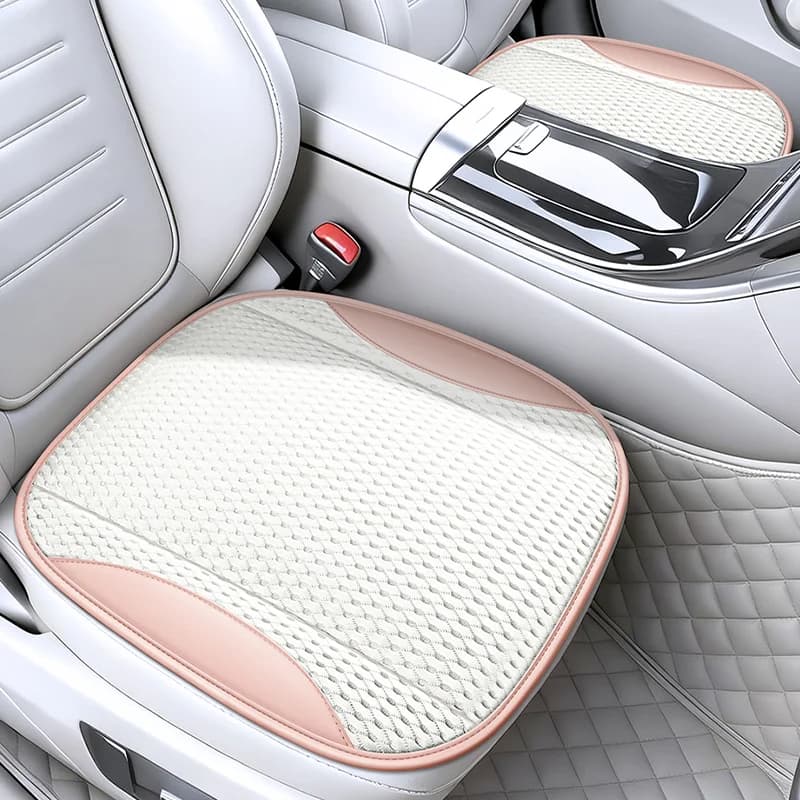 Hollow Mesh Sandwich Mesh Universal Car Seat Cushion Stitched with Premium Nappa Leather Edging Breathable and Comfortable Gifts