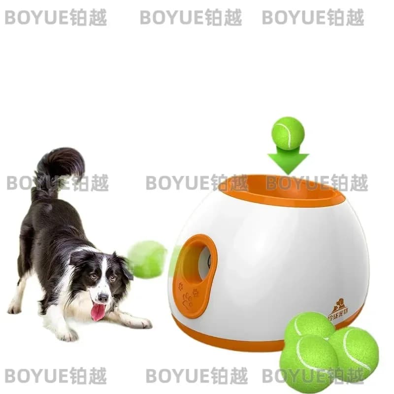 Dog Pet Toys Tennis Launcher Automatic Throwing Machine Pet Ball Throw Device 3/6/9m Section Emission with 3 Balls Dog