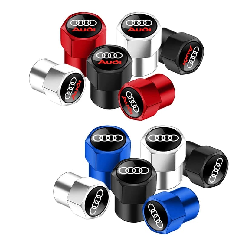 4 pcs auto wheel pneumatic valve air stopper cover with brand logo color for Audi A3 A4 A5 A6 A7 A8 Q3 Q8 TTS accessories