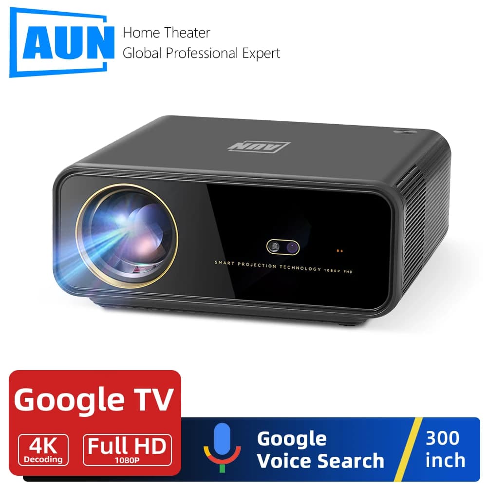 AUN U001 Pro Projector 4K Android Google TV License Gemini AI 300 inch Video Projector Home Theater Movie Full HD 1080P Cinema