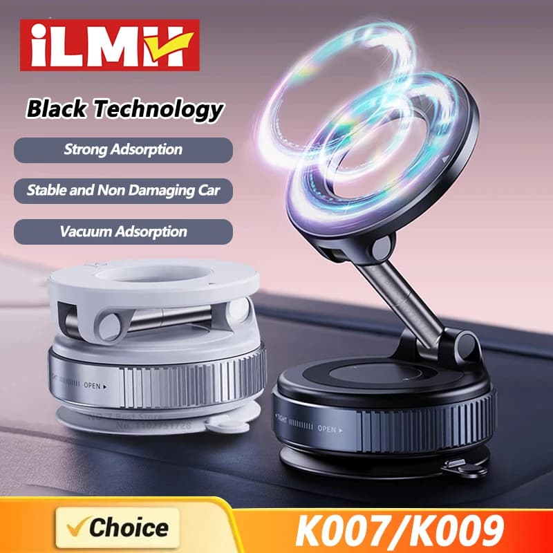 K007/K009 Robusto supporto magnetico per telefono da auto Design pieghevole 360 ° Supporto sottovuoto regolabile per auto/scrivania/bagno/uso universale