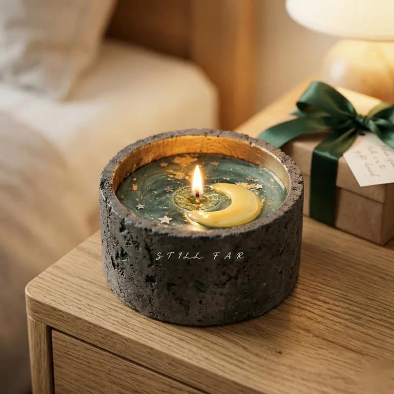Candela Profumata Luna che si Scioglie, Realizzata a Mano con Cera di Soia, Decorazione Estetica per la Casa, Centrotavola Romantico, Regalo per il Compleanno o Anniversario di Lei