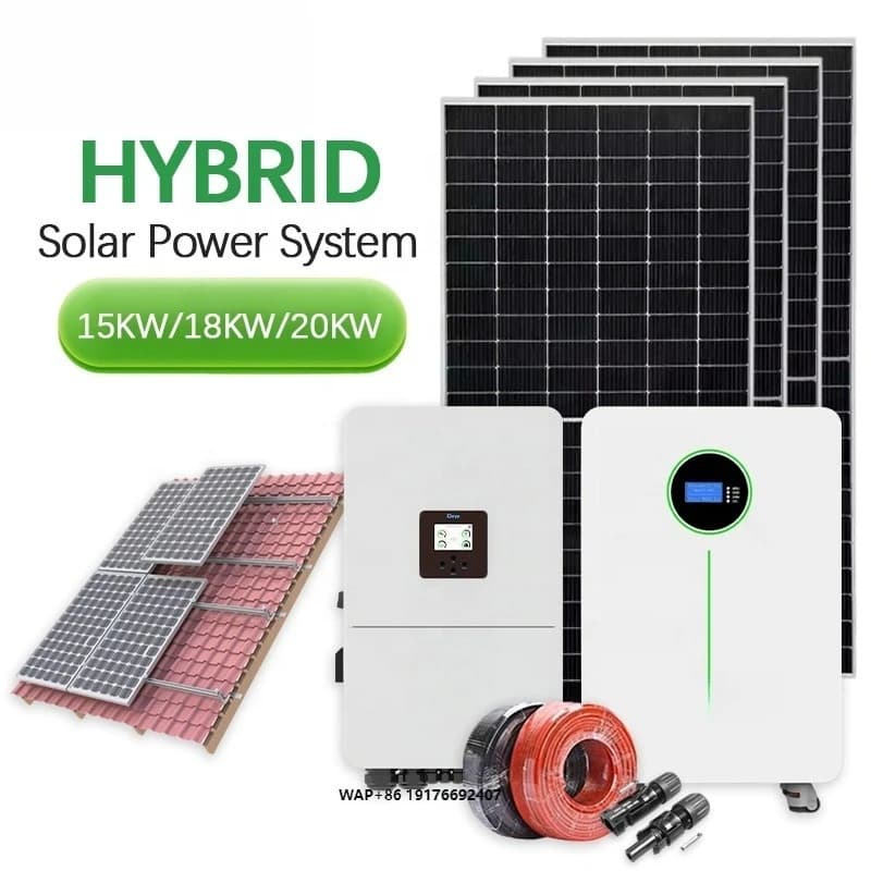 Sistema Solare Ibrido Completo da 15KW 18KW 20KW, Generatore con Pannelli Solari per Casa, Sistema Solare Ibrido Deye