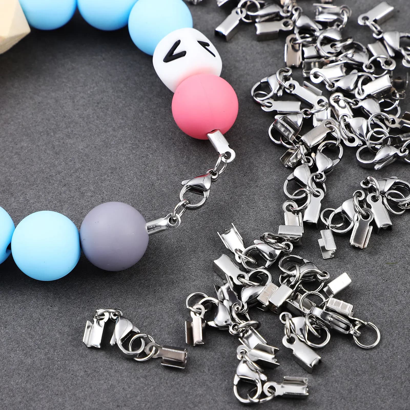 40 Pezzi Chiusure a Moschettone in Acciaio Inossidabile, Accessori per Creazione di Gioielli, per Collane, Bracciali, Orecchini, Fai-da-Te