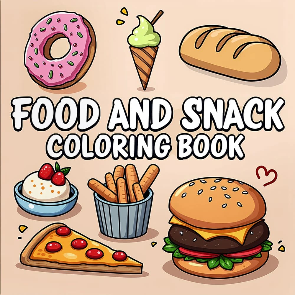 FOOD AND SNACK Coloring Book For Adults Bold And Easy Drinks and Desserts Cute Drawing Book for Perfect Gift Birthday