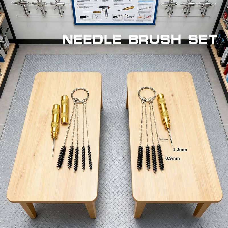 11pcs AirBrush Spray Gun Nozzle Cleaning Set Needle Brush Repair Tool Stainless Steel Handle Precision Car Motorcycle Kit