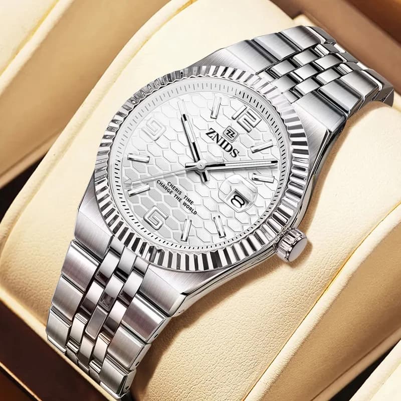 Super Gamer Cool Honeycomb Log Series men's watch, casual and elegant, bright, waterproof, with calendar, steel strap, fashionable, simple, personality, street style, trendy, European and American style.