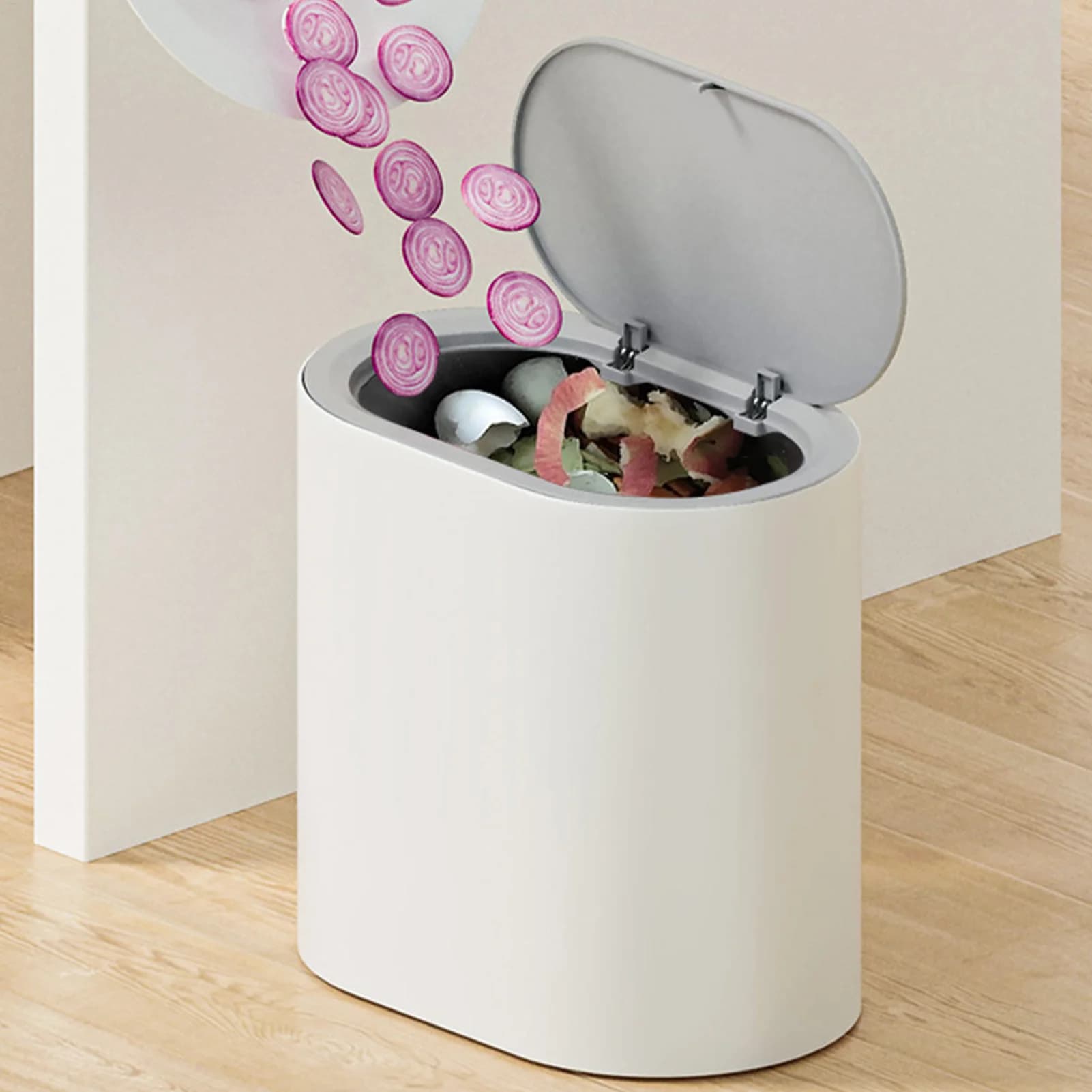 Pattumiera sottile con coperchio, pattumiera per bagno e cucina con pedale, piccolo cestino per rifiuti per spazi stretti, ufficio, toilette, camera da letto