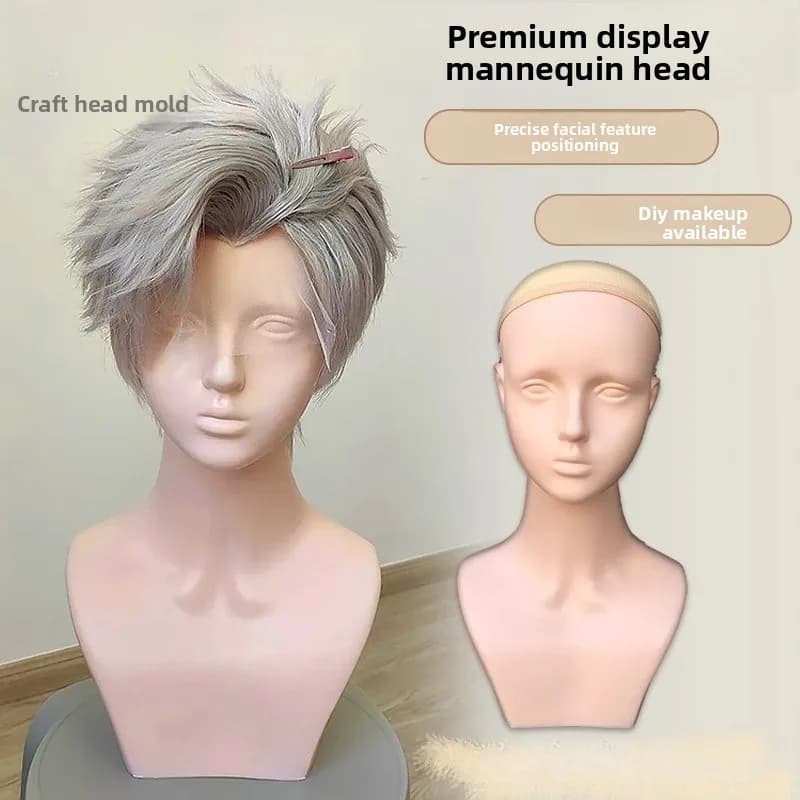 COS Wig Head, Female Makeup Practice Model, Cappelli Exhibition, Scarves and Hair Accessories, Women's Fashion Model