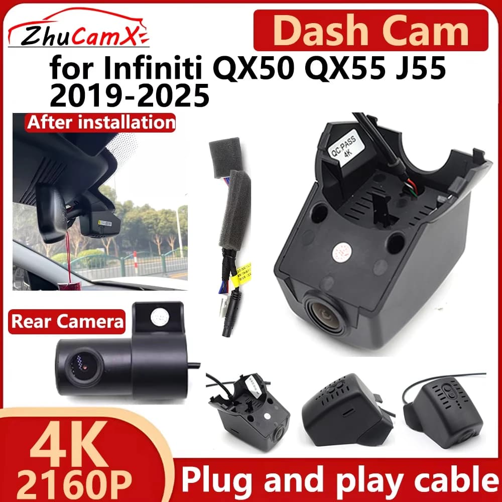 ZhuCamX for Infiniti QX50 QX55 J55 2019-2025 4K UHD 2160P DVR for Car Dash Cam Camera for Night Vision Plug and Play Recorder