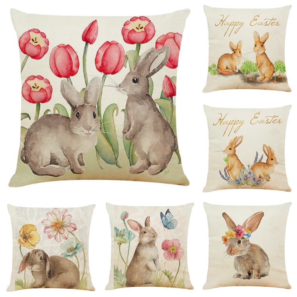 Fodera per cuscino da tiro in stile nordico animali coniglio bella federa lombare decorazione federa per divano sedia da ufficio Cojines