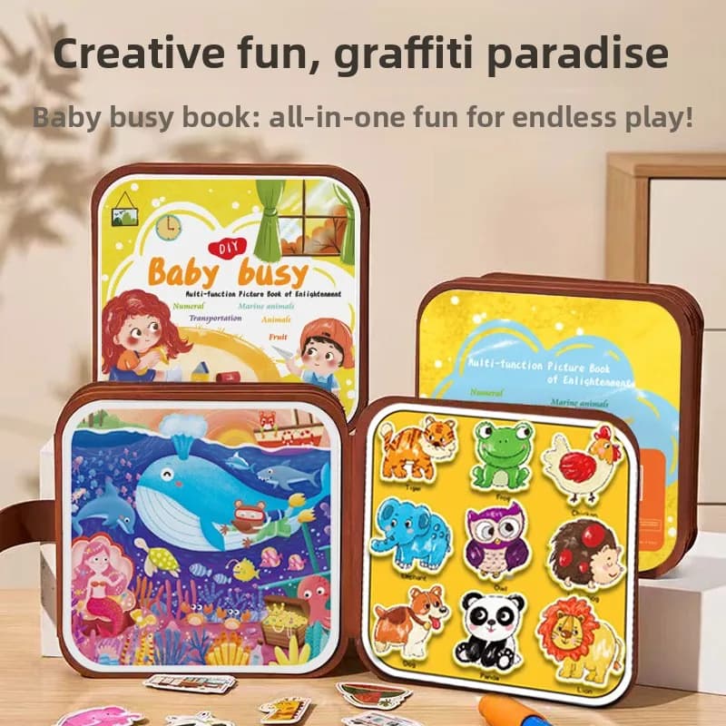 Libri Magici per Dipingere con Acqua per Bambini, Libri Strappabili per Neonati, Giocattoli Educativi Multifunzionali 2-in-1 per la Prima Infanzia