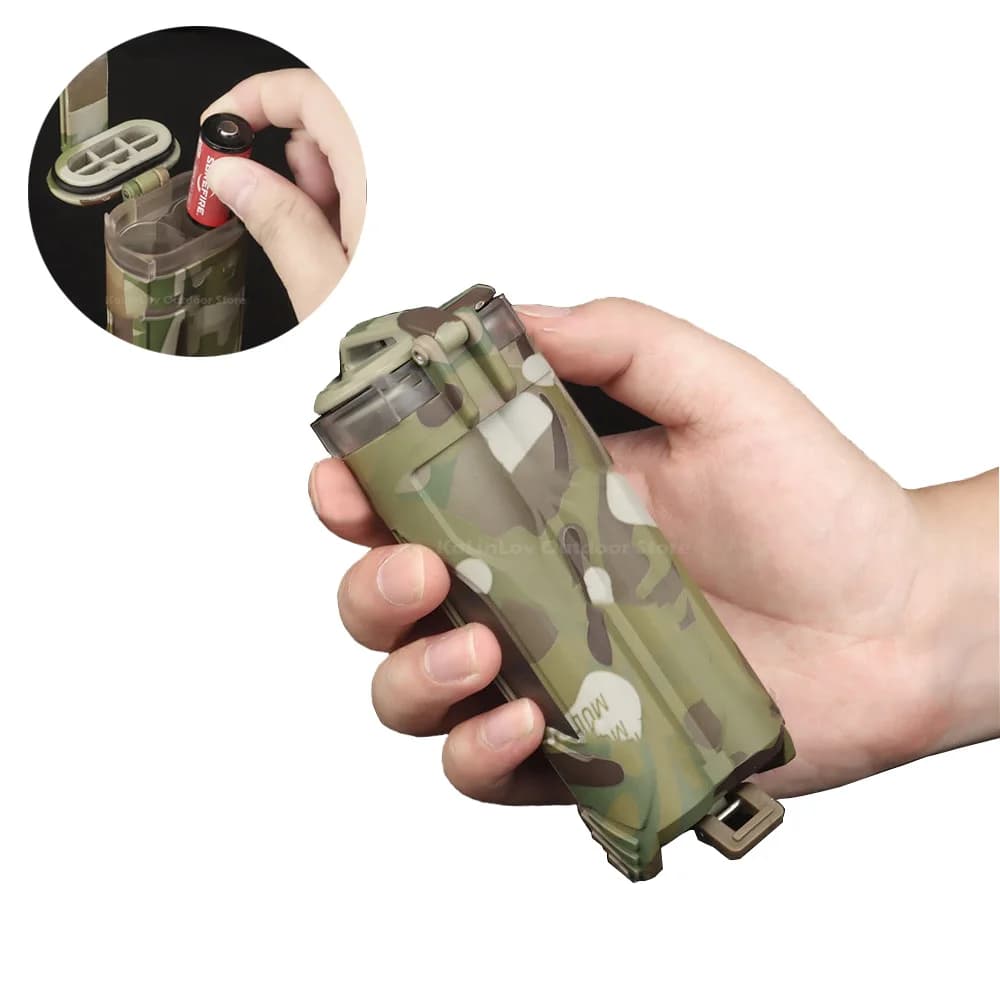 Tactical Box Retention MOLL System compatibile per 18650 CR123 AA/AAA Battery Storage Militar Hunting Paintball Accessories
