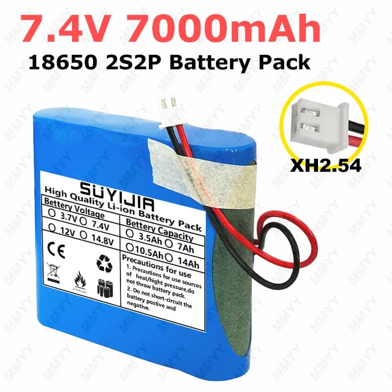 Batteria al litio 2S 7.4V 7000mAh 2S2P 18650 per luce LED da pesca, altoparlante Bluetooth, batterie di emergenza fai-da-te 8.4V con PCB