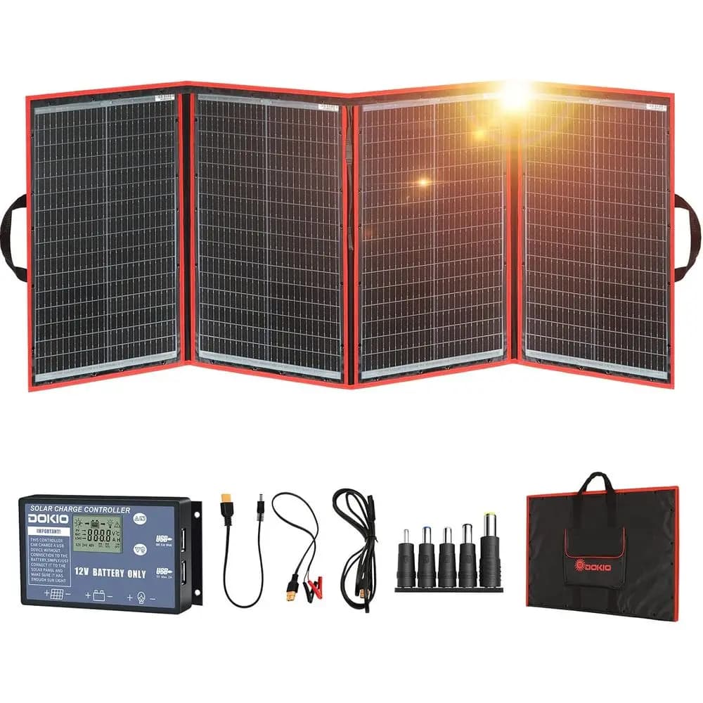 Kit Pannello Solare Portatile Pieghevole da 200W, Design Compatto 20x26.4in, 9.7lb con Supporto e USB, Ideale per Monocristallini o Batterie 12V