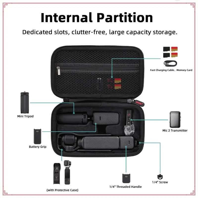 Carrying Case for action camera BRDRC Action Camera Accessories Fordji OSMO Pocket 3