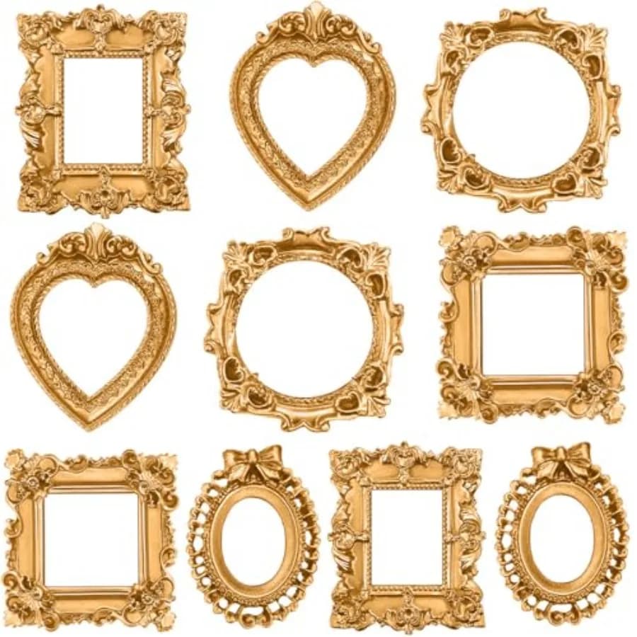 10 Pcs Vintage Mini Picture Frames Baroque Antique Small Resin Jewelry Display Table Frame for Christmas DIY Photo Holiday Part