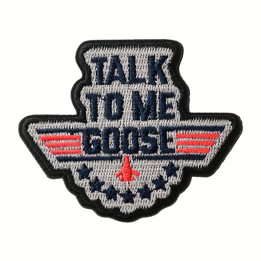 1pc "TALK TO ME GOOSE" Funny Meme Velcros Patch Hook & Loop Fastener - Tactical Military Embroidered for Molle Backpack