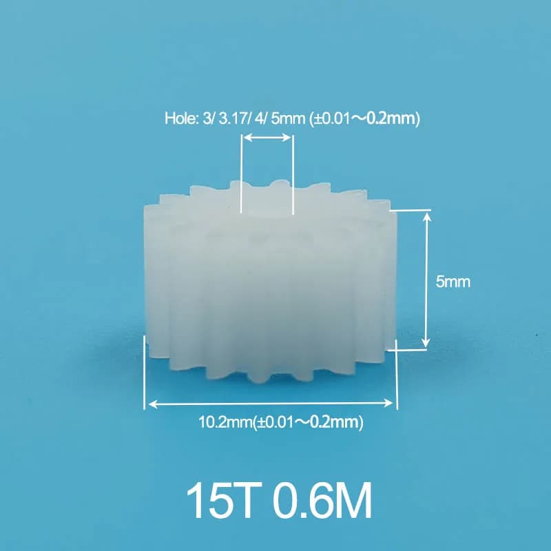 15 T 0.6M POM ingranaggio cilindrico in plastica 15 denti OD10.2mm giocattolo fai da te modello motore parti di riparazione Z15 pignone 153A 154A 155A 153.17A