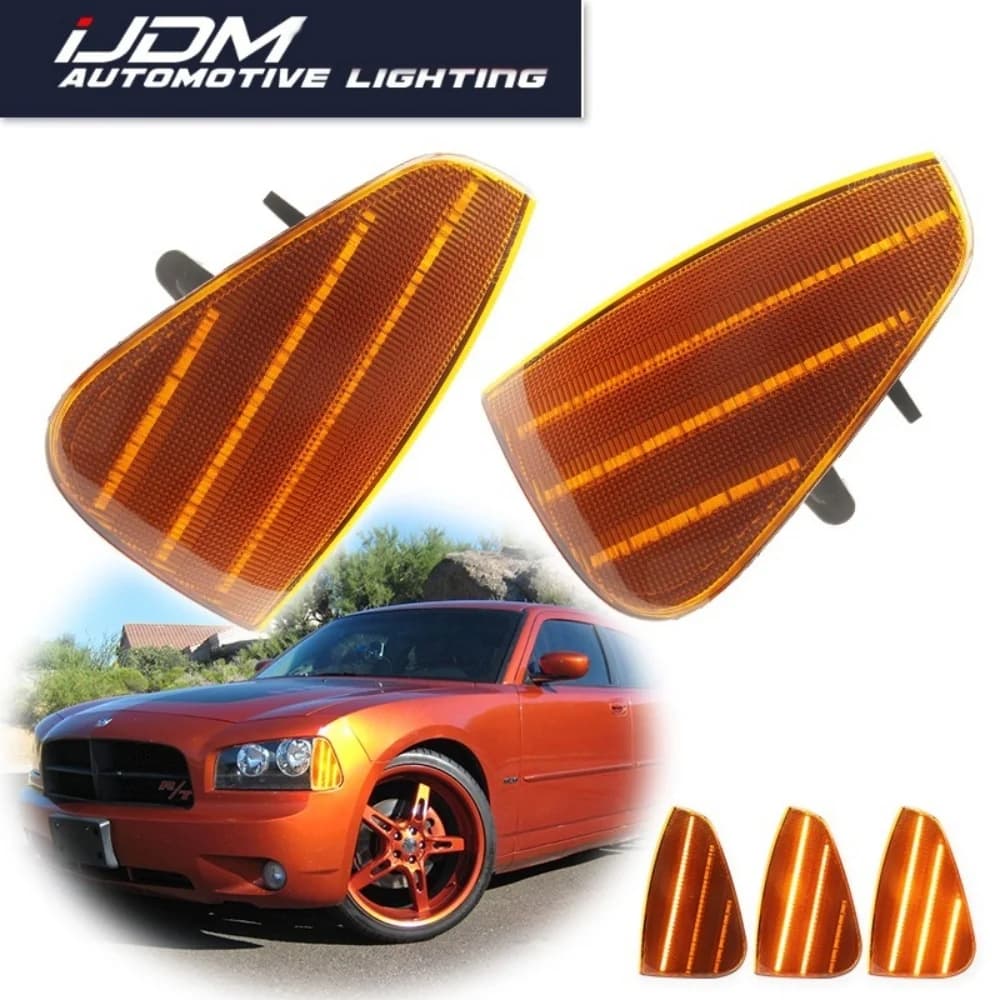 LED Front Corner Side Marker Lights For Dodge Charger 2006-2010 Amber or White Sequential Turn Signal 4806219AD 4806218AD