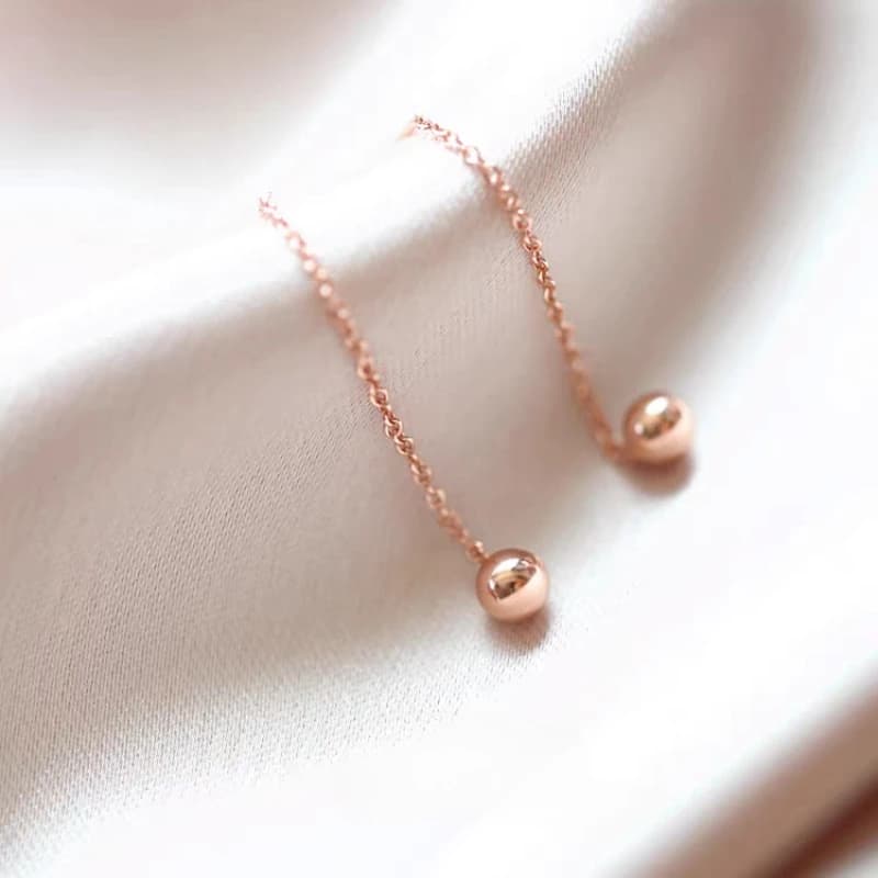 Vendita calda Orecchini in argento sterling 925 con perline rotonde carine Orecchini in stile fagiolo d'argento semplici alla moda in stile coreano per le donne