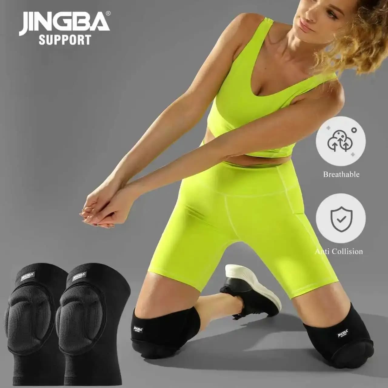 SUPPORTO JINGBA 1 paio di ginocchiere traspiranti con cuscinetti in spugna spessa per danza, pallavolo, pattinaggio su collare per donne e uomini
