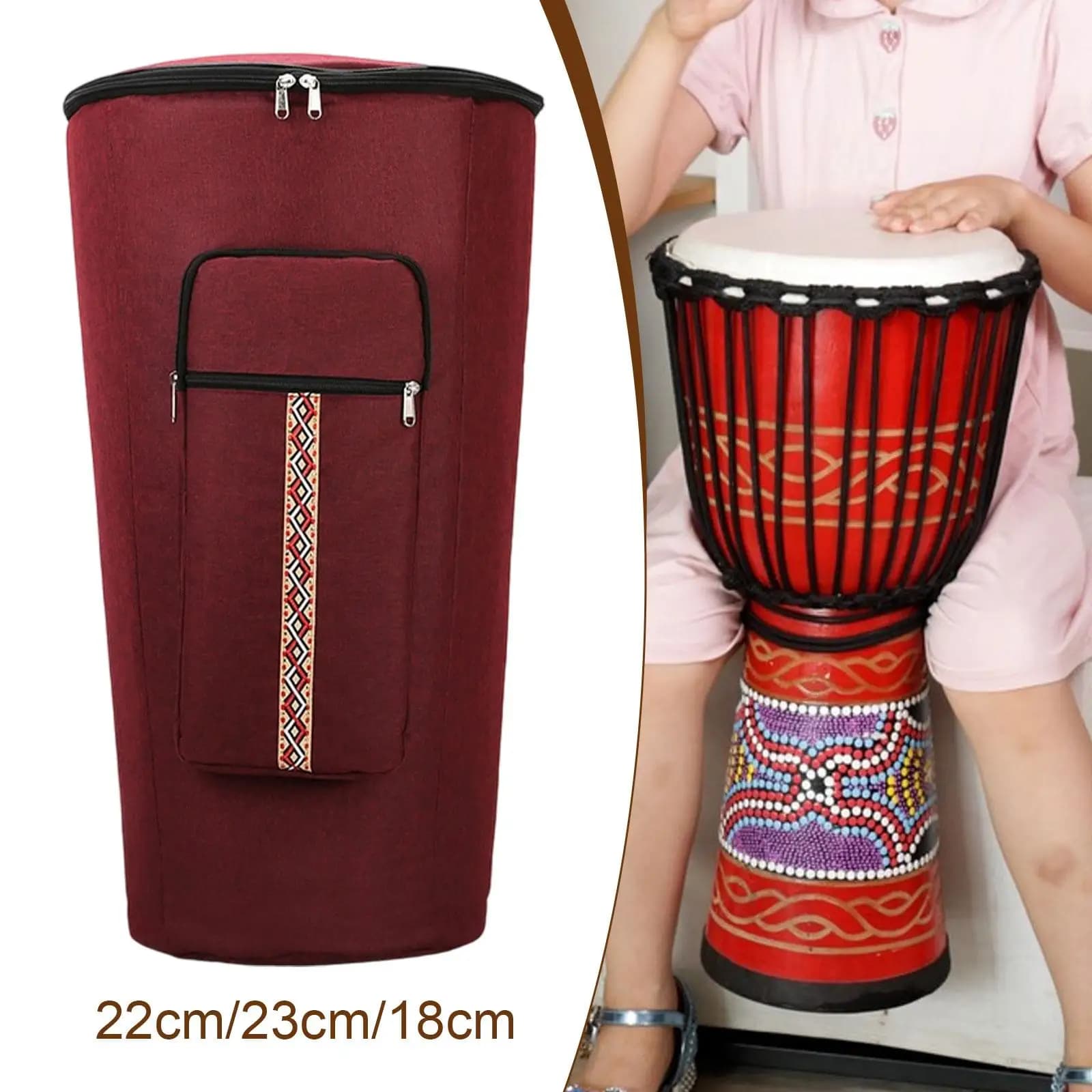 Borsa per Djembe Imbottita, Zaino Resistente ai Graffi, Protezione Affidabile con Imbottitura Interna, Spallacci Regolabili Rinforzati
