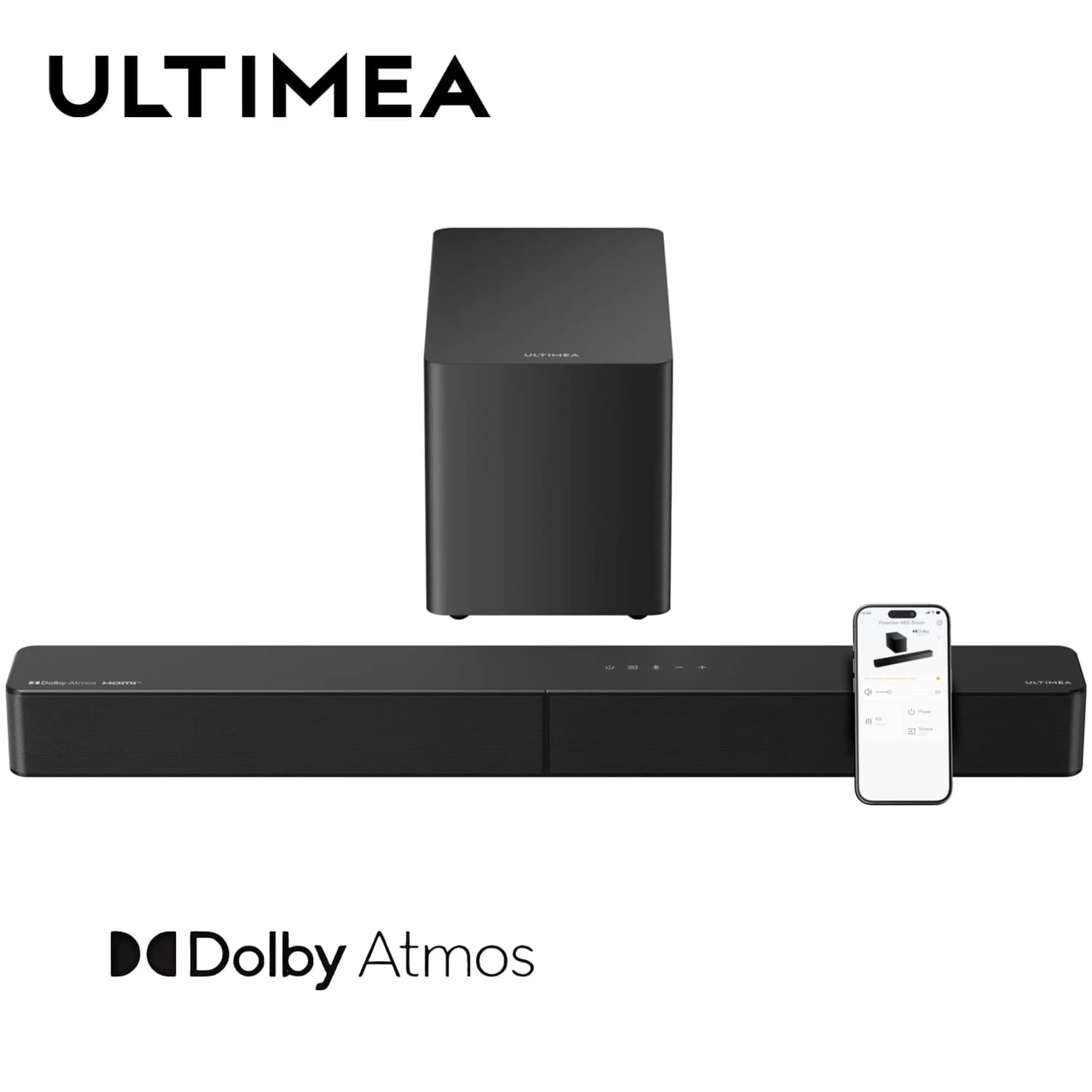 ULTIMEA Soundbar 340W 5.1 con Dolby Atmos, Sistema Audio Surround con Subwoofer Cablato da 5.25", Controllo Smart APP per Home Theater