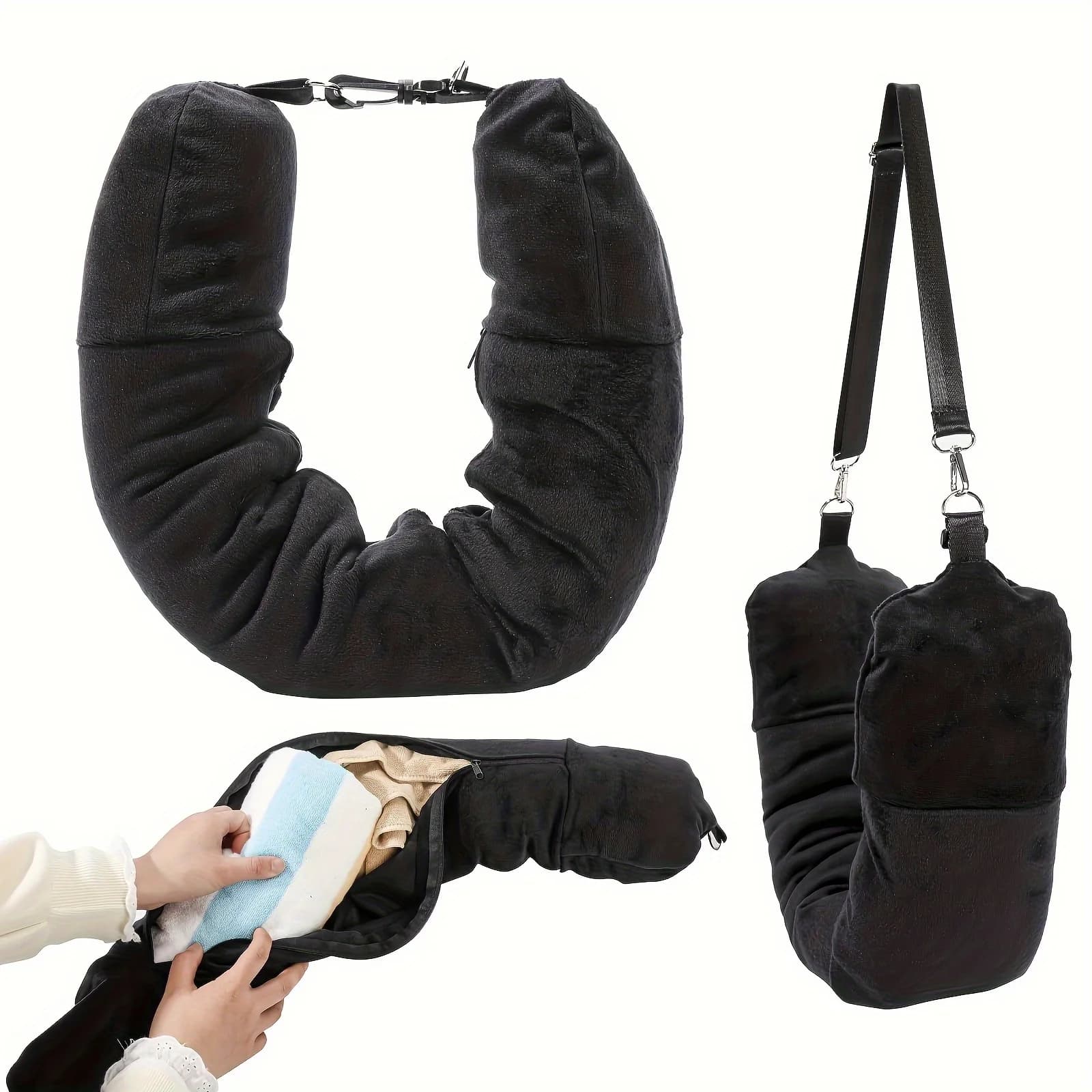 Cuscino da Viaggio a Forma di U Riempibile con Vestiti, Facile da Trasportare, Essenziale per Voli e Uso Quotidiano, Viaggi, Picnic