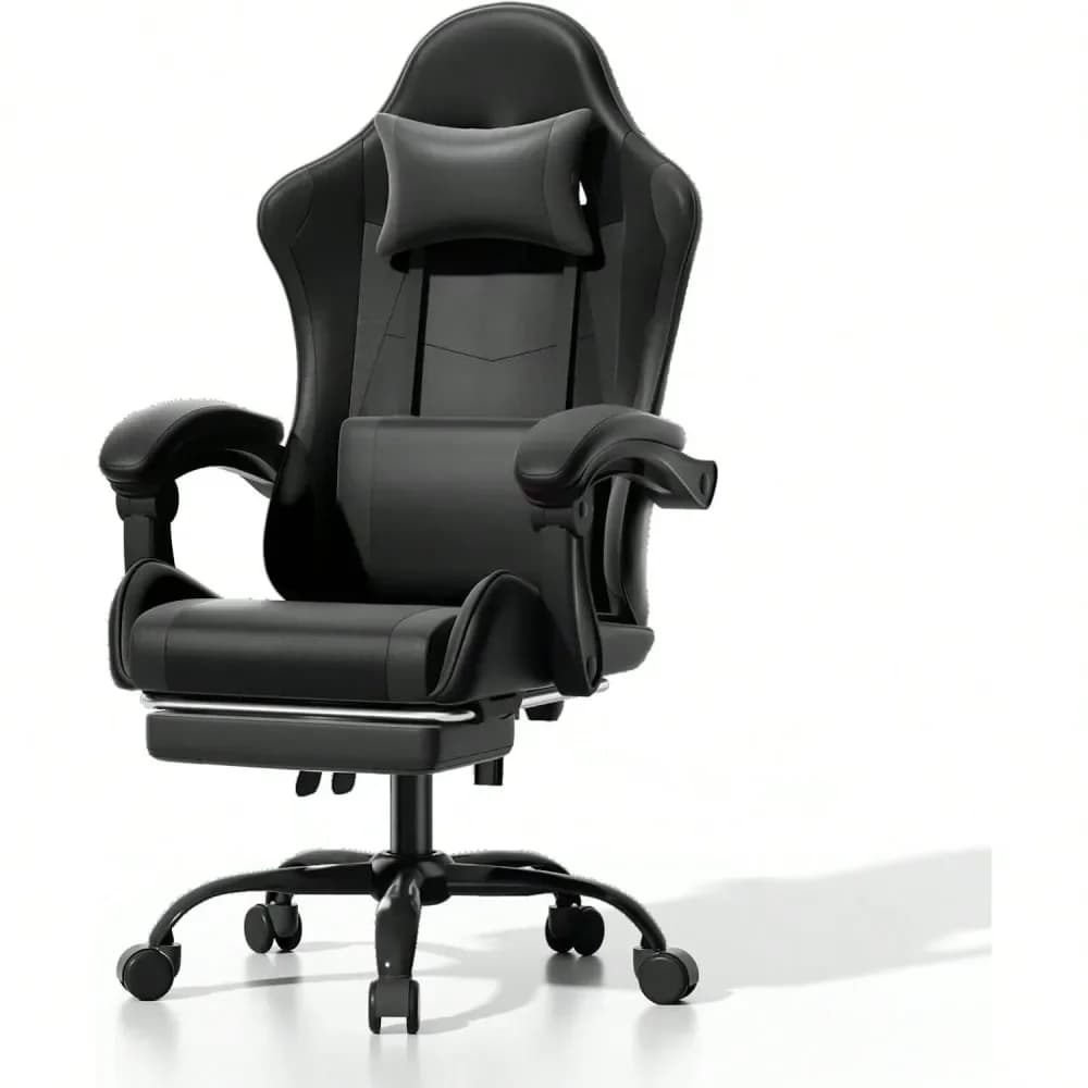 Sedia, sedia da gaming ergonomica con poggiapiedi, poggiatesta e supporto lombare, sedia da ufficio girevole regolabile in altezza per adulti