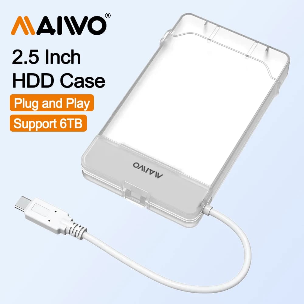 Custodia per disco rigido esterno MAIWO da 2,5 pollici con tipo C USB 3.0 5 Gbps 2,5 '' SATA HDD/SSD HDD Custodia adattatore Supporto UASP per PC