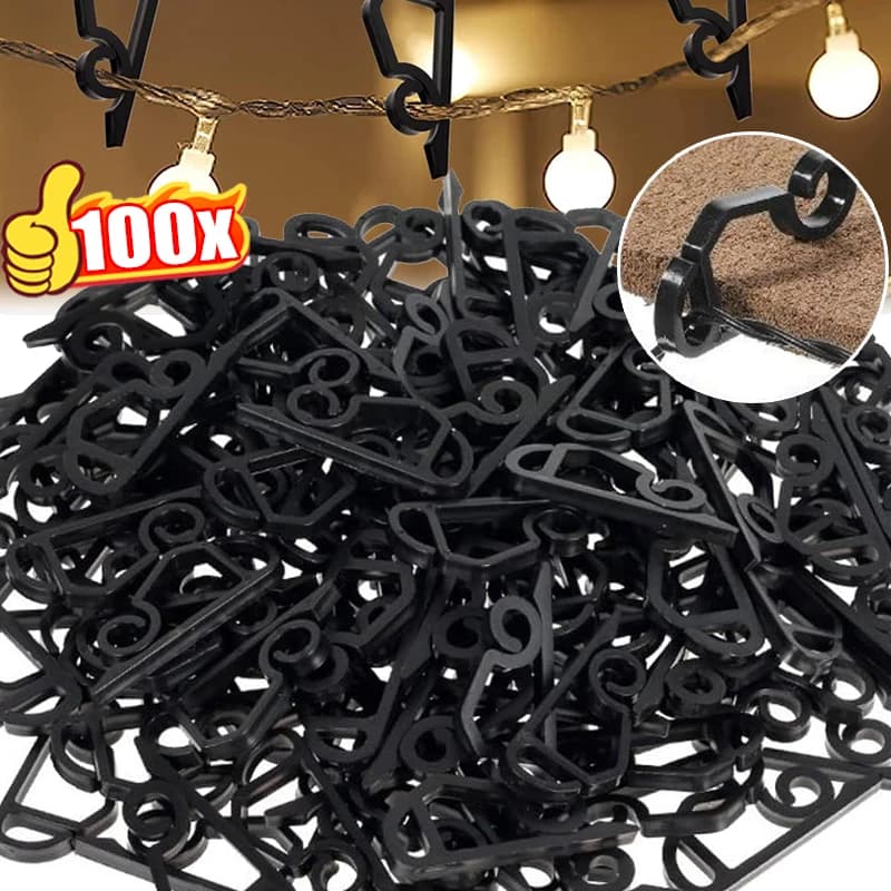 20/100pcs Clip di luce di Natale Ganci per grondaia sospesi per esterni Luci della stringa Supporto per morsetto per filo Gancio per decorazioni per feste di Natale resistente alle intemperie